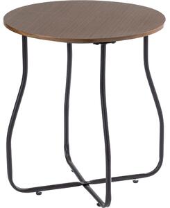 Tavolino Tondo Ø50x55 cm in MDF Motti Samantha Noce Scuro e Nero