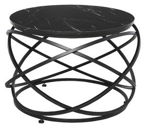 Tavolino Basso Ø65x44,5 cm in Metallo e Legno Nero