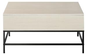 Tavolino Basso con Piano Sollevabile 90x60,5x45,5 in Metallo e MDF Legno Chiaro