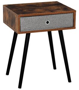 Tavolino con Cassetto 48x38x61 cm in Legno Marrone e Nero