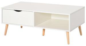 Tavolino Basso con Cassetto 100x48x44 cm in Legno Bianco