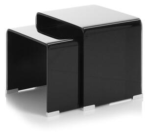 Set 2 Tavolini 41x30x37 cm in Vetro Nero