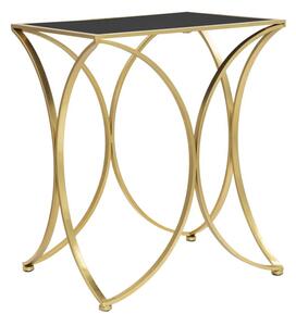 Tavolinetto Infinity 57x46x68 cm in Ferro e Specchio e MDF Oro e Nero