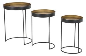 Tavolinetti Alti Bascket Botis Set 3 Pz Ø42,5x60-35,5x54-30,5x49 cm in Ferro Nero