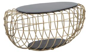Tavolo da Caffé Oro Spider 119x75x55 cm in Ferro e MDF e PU Nero e Oro