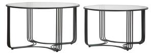 Tavoli da Caffé Dublino Coppia Ø81x47 - 71x43 cm in Ferro e Vetro Nero