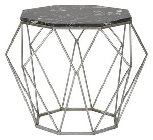 Tavolinetto Diamond Marble Ø68x52 cm in Ferro e Marmo Oro e Nero