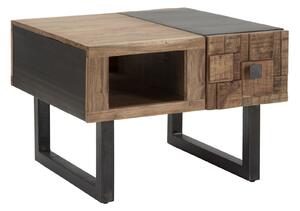 Tavolo da Caffé Quadrato Mumbai 60x60x43 cm in Legno di Acacia e in Ferro Marrone e Nero