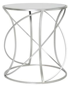 Tavolinetto Saturn Ø50x55 cm in Ferro e Specchio e MDF Argento