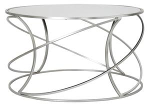 Tavolo da Caffé Saturn Ø80x45 cm in Ferro e Specchio e MDF Argento