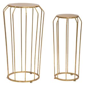 Tavolinetti Thing Coppia Ø38x70-26,8x60 cm in Ferro Oro