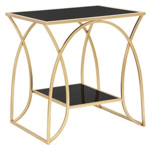 Tavolinetto Sunshine 57x46x60 cm in Ferro e Specchio Oro e Nero