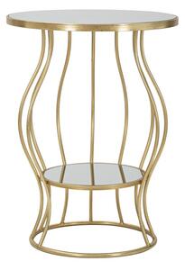 Tavolinetto Flat Ø50x68 cm in Ferro e Specchio Oro e Argento