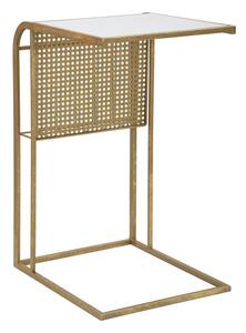 Tavolinetto Marble Porta Giornali 46x35x65 cm in Ferro e Marmo Oro e Bianco