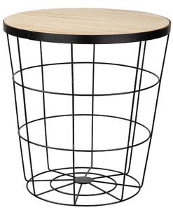 Tavolino Ø38x40 cm in Metallo Top in Legno Nero