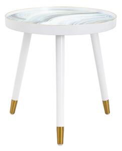Tavolinetto Bianco Marble Ø50x48 cm MDF e Plastica e Ferro Bianco e Multicolor