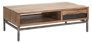 Tavolo da Caffè Yellowstone 118x70x40 cm in Legno di Acacia e Ferro Marrone e Nero