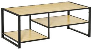 Tavolino da Caffè 3 Ripiani 120x60x46 cm in Acciaio e MDF Quercia