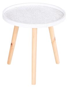 Tavolino Basso Ø40x40,5 cm in Legno e MDF Bianco
