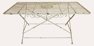 KEYHOMESTORE | Set Tavolo da Giardino Rettangolare con 6 Sedie Bianco Anticato