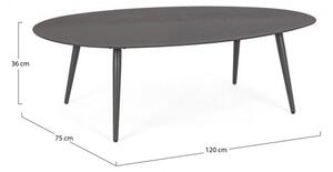 Tavolino Ridley 120x75 cm Antracite in Alluminio