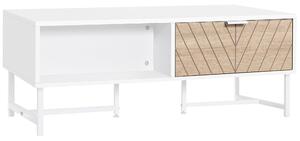 Tavolino Basso con Cassetti 100x50x40 cm in Legno e Metallo Bianco