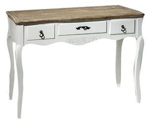 Tavolo Consolle in Legno 3 Cassetti 108x48x80cm Country Bianca