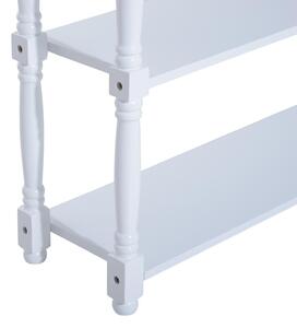 Tavolo Consolle con Ripiani in Legno Bianco 100x30x80 cm
