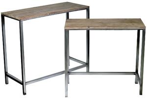 Set 2 Mobiletti Consolle Rettangolari Top in Legno