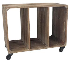 Consolle 3 Scoparti con Ruote in Legno