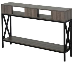 Tavolo Consolle per Ingresso 3 Ripiani 120x23,5x75 cm Grigio e Nero