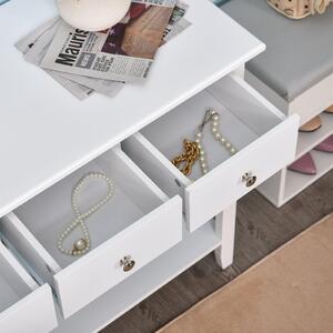 Tavolo Consolle per Ingresso 3 Cassetti 1 Ripiano 90x40x75 cm Bianco