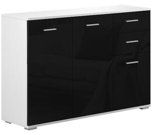 Consolle 3 Ante 2 Cassetti 106x76x35 cm in Nero Lucido