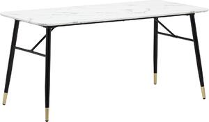 WOHNLING Tavolo da pranzo 120x60x76 cm Tavolo da pranzo bianco effetto marmo Tavolo da cucina moderno piccolo Tavolo da pranzo rettangolare Tavolo da pranzo con gambe in metallo