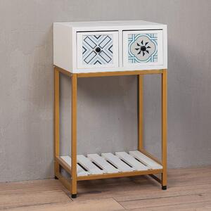 Consolle 2 Cassetti in Legno 46x35x77 cm Mika Bianco