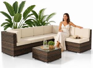 Mucola set da salotto in polyrattan mobili da giardino mobili in rattan set da giardino divano set da pranzo set da giardino - marrone