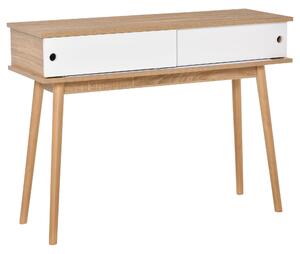 Consolle Ingresso 2 Scomparti 100x35x75 cm in MDF e Metallo Legno e Bianco