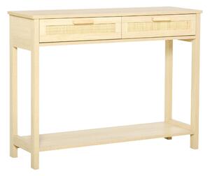 Consolle Ingresso 2 Cassetti 100x30x76 cm in Legno Naturale