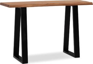 WOHNLING Scrivania 118x41x76,5 cm Legno massello di acacia / metallo Scrivania per computer Bordo del tronco Home office Scrivania da ufficio Massiccia Scrivania stretta in legno Scrivania per laptop