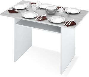 Console Apribile a Libro 120x35x77 cm in Legno Bianco e Cemento