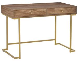 Consolle Ingresso 2 Cassetti 110x55x76 cm in Metallo e MDF Marrone e Oro