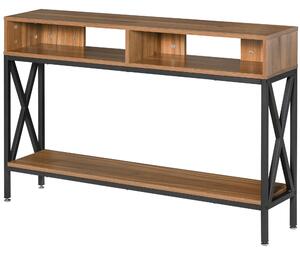Tavolo Consolle per Ingresso 3 Ripiani 120x23,5x75 cm Noce e Nero