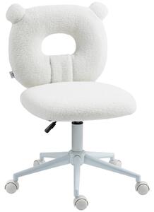Sedia da ufficio HOMCOM, regolabile in altezza, sedia da scrivania in velluto teddy, sedia girevole, colore bianco