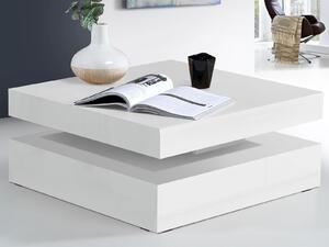 Tavolino da salotto >Coimbra< in bianco/lucido - 93x34,3x78 cm (LxAxP)
