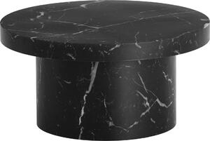 WOHNLING Tavolino da caffè 60x60x30 cm Nero Tavolino da divano in look marmo Tavolo da soggiorno moderno Tavolo da salotto rotondo a forma di fungo Tavolino da caffè Tavolino piccolo