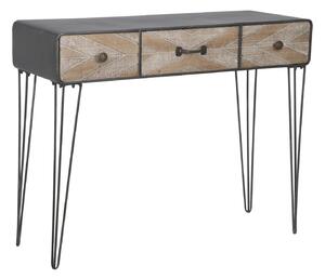 Console Oklahoma 100x38,5x80 cm in Ferro e MDF Marrone e Nero