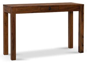 WOHNLING scrivania 118x40x76 cm in legno massiccio di sheesham scrivania per computer con cassettiera scrivania per ufficio casa tavolo in legno massiccio stretto salvaspazio