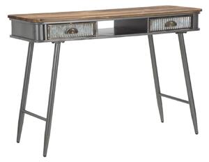 Console Illinois 111x40x76 cm in Ferro e Legno di Abete Grigio e Grigio e Naturale