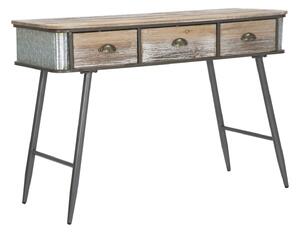 Console Bronxs 118x45,5x80,5 cm in Ferro e Legno di Abete Nero e Grigio