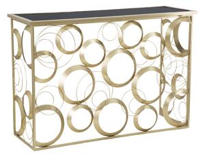 Console Globe 120x40,5x81,5 cm in Ferro e Vetro Oro